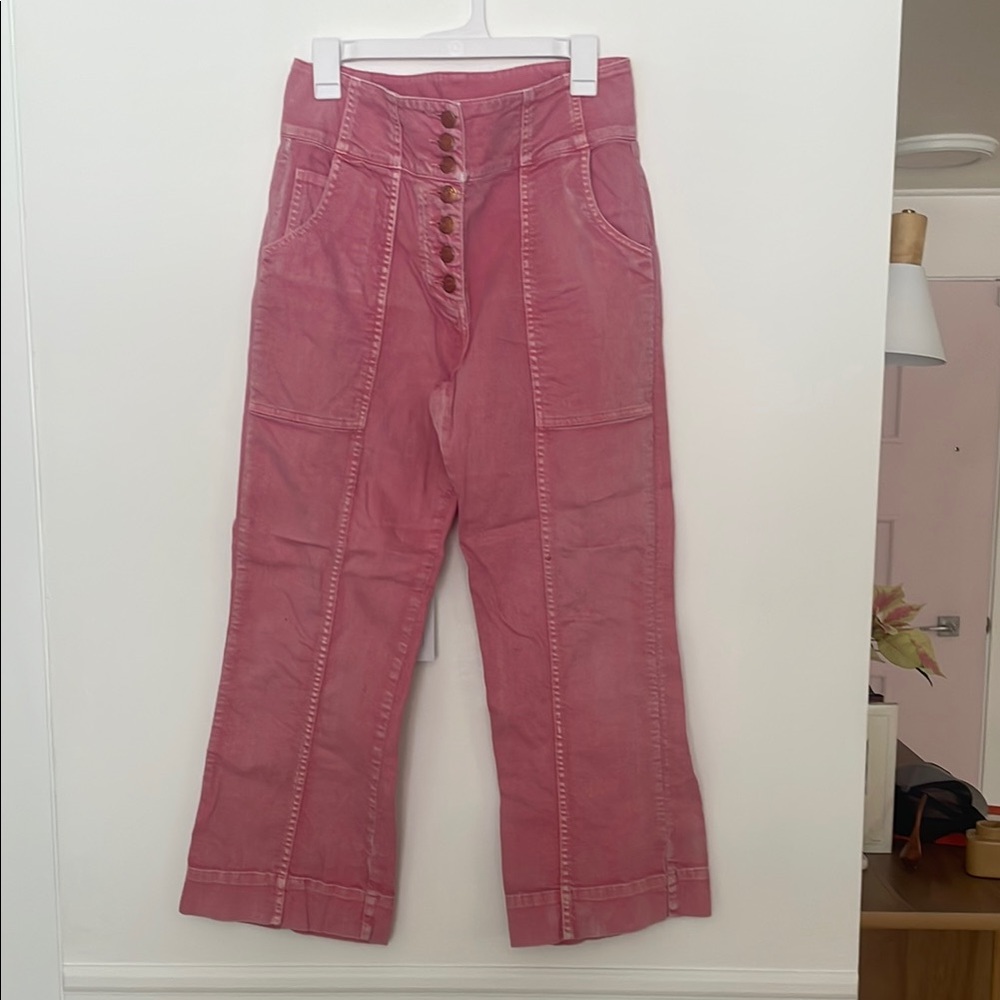 Ulla Johnson Pink Button-Fly Pants